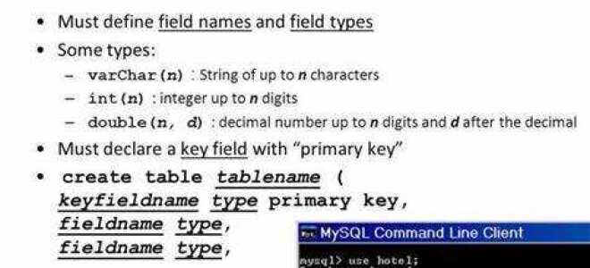 Как выполнить создание таблицы средствами языка sql