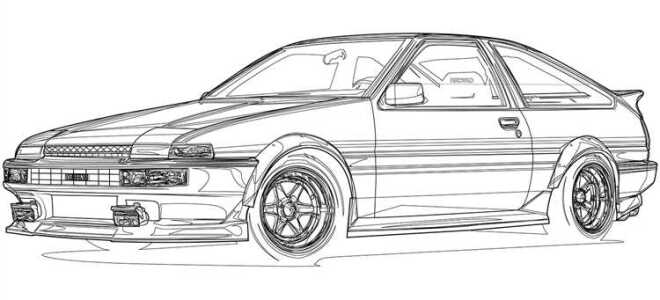 Как нарисовать toyota ae86 trueno