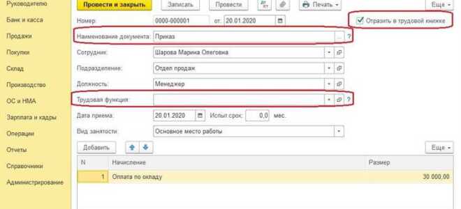 Какую трудовую функцию писать в 1с