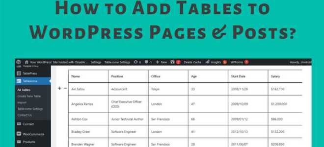 Как сделать таблицу в wordpress