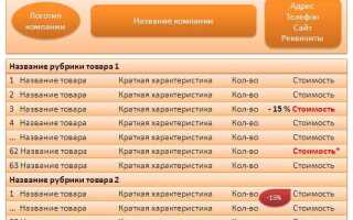 Как создать прайс лист в 1с