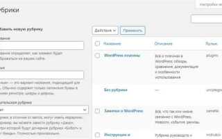 Что такое рубрики в wordpress