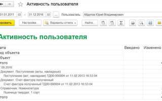 Как в 1с посмотреть журнал действий пользователя