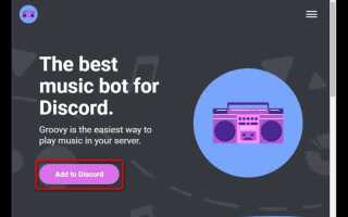Как добавить музыкального бота в discord groovy
