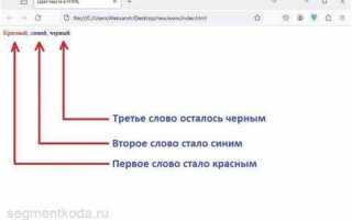 Как изменить цвет текста в html
