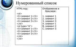 Какой тег определяет нумерованный html список