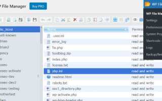 Где находится php ini wordpress