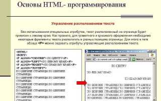 Как расположить текст html