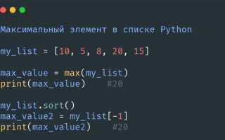 Как найти максимальный элемент в списке python