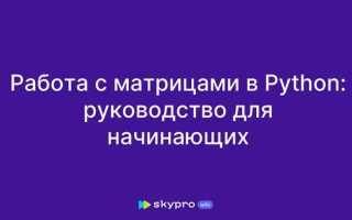 Как работать с матрицами в python
