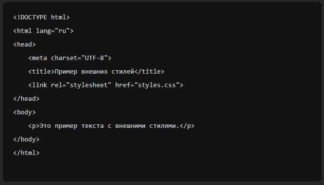 Как подключить css к html документы код