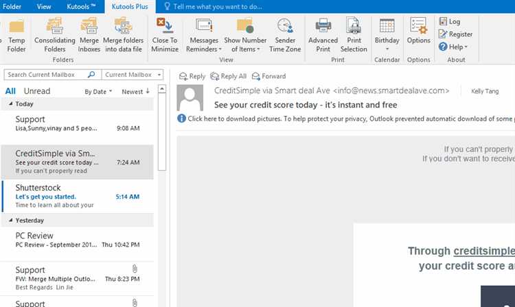 Открытие исходного кода письма в Outlook для Windows