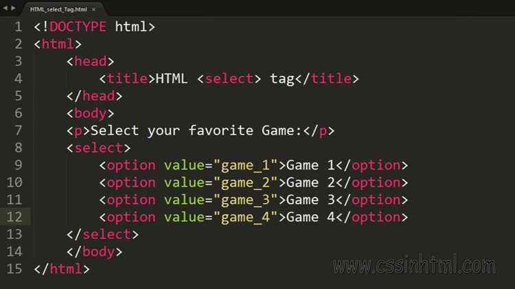 Как присвоить значение select html