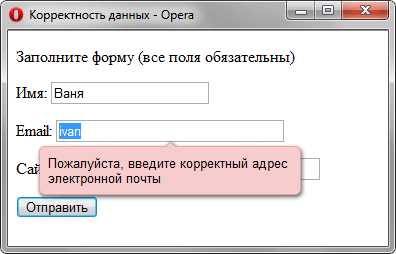 Реализация атрибута type для контроля форматов ввода (email, number, date)