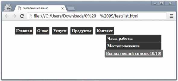 Настройка отображения подменю с помощью CSS