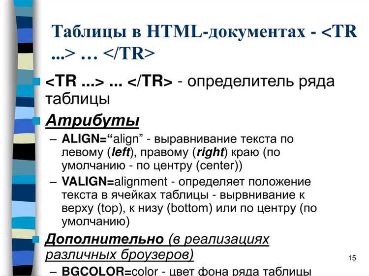 Как правильно использовать тег tr для создания строк таблицы