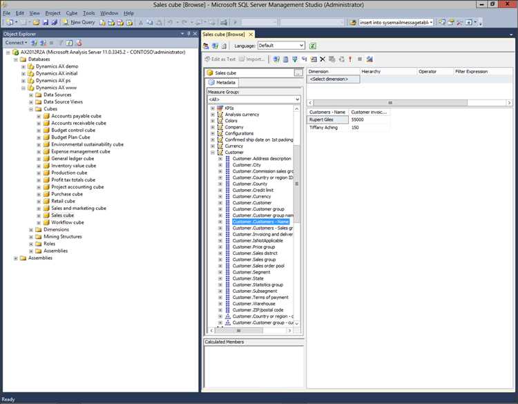 Управление базами данных в SQL Server Management Studio