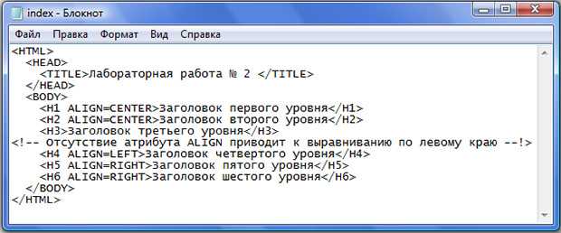 Как указать заголовок html документа