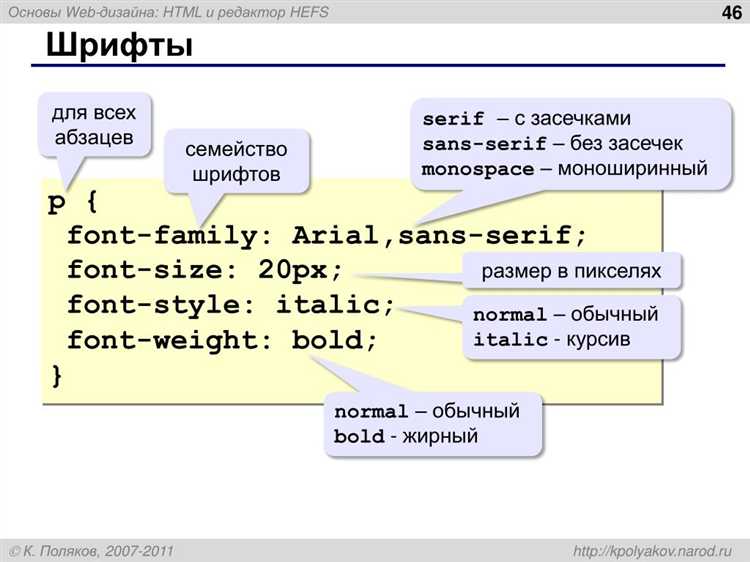 Настройка начертания шрифта через font-weight