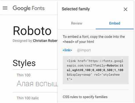 Подключение шрифта через Google Fonts с использованием тега <link>