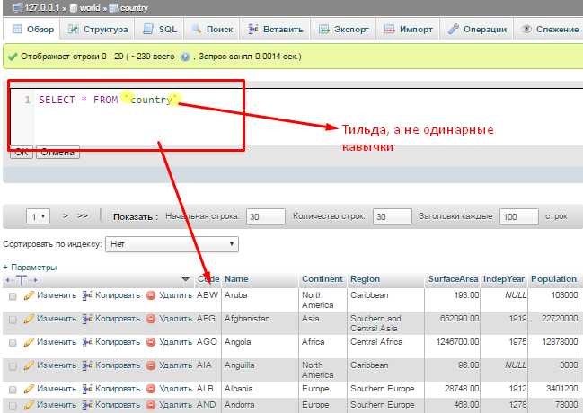 Подготовка SQL-запроса для выборки данных