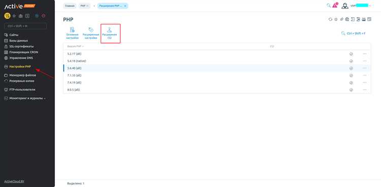 Изменение версии PHP для конкретного сайта в ISPmanager