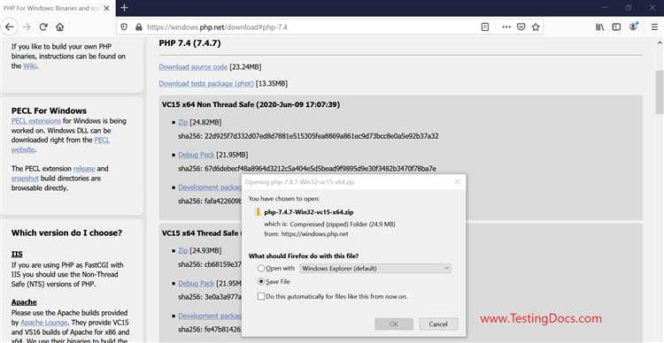 Как установить php на windows 7 x64