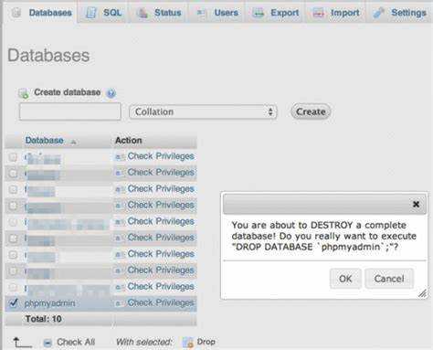 Проверка соединения с базой данных в phpMyAdmin