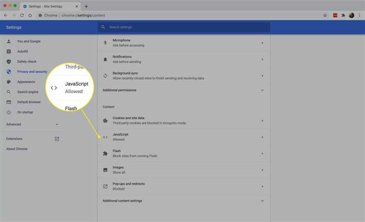 Включение JavaScript для отдельных сайтов в Chrome