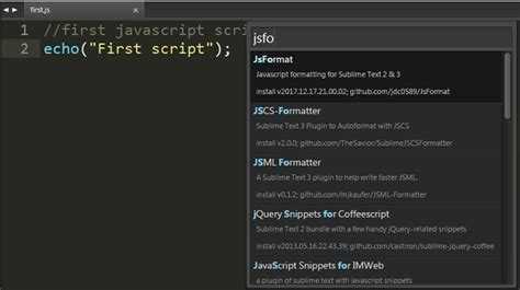 Создание нового JavaScript файла в Sublime Text 3