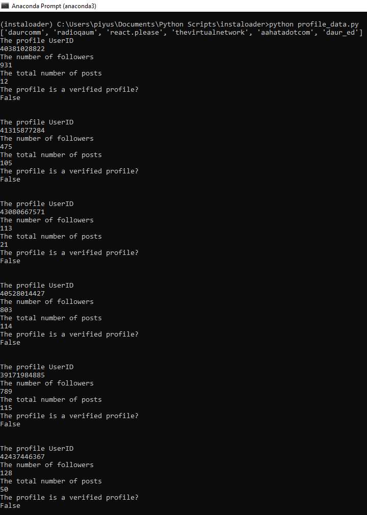 Как получить данные инстаграм аккаунта через python