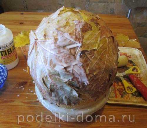 Как сделать вазу из листьев