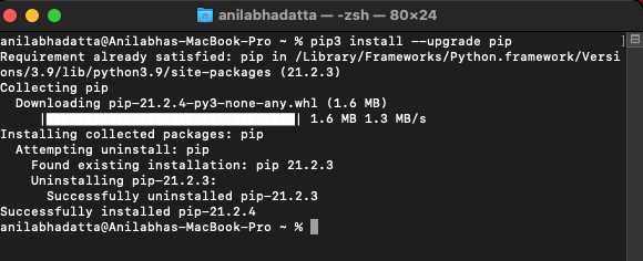 Команда для установки BeautifulSoup через pip