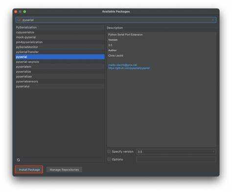 Проверка успешности установки pyserial