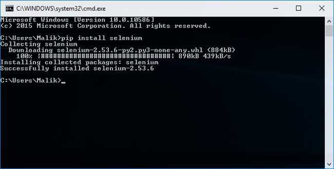 Установка Selenium с помощью pip