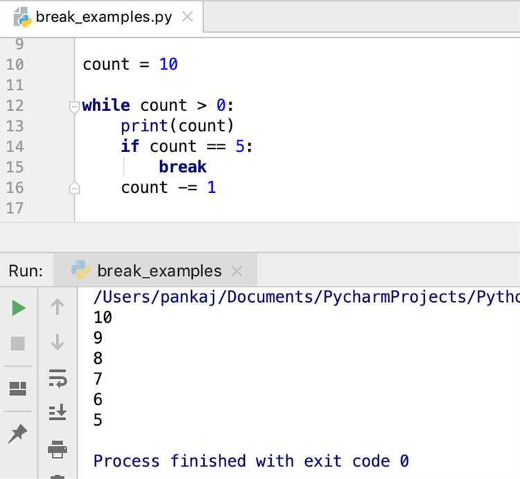 Ошибки при использовании break в цикле for