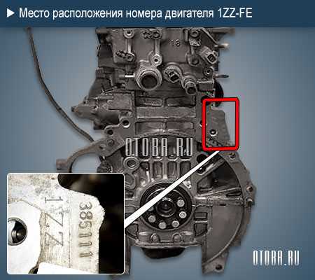 Где находится номер двигателя 1zz toyota