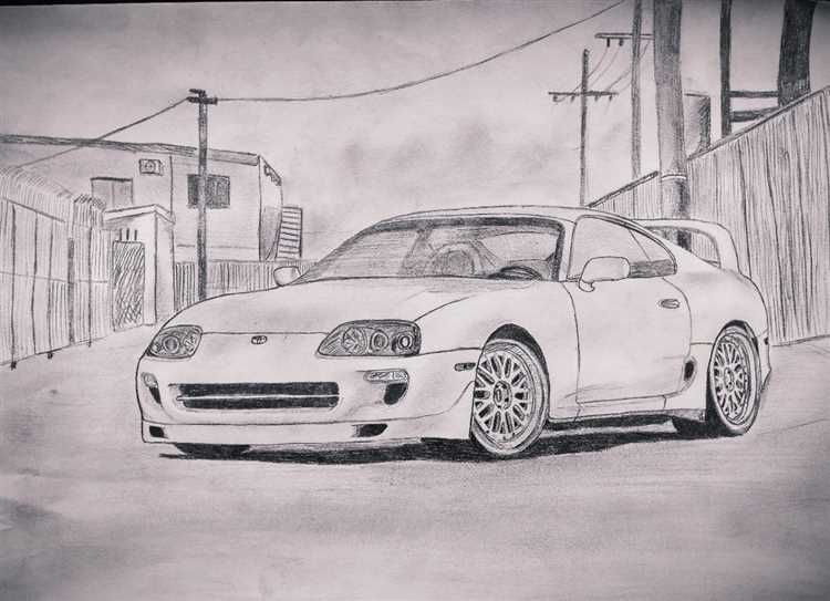 Рисование колес и шин Toyota Supra: техника и детали