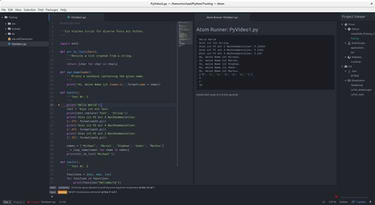 Установка пакетов для работы с Python в Atom