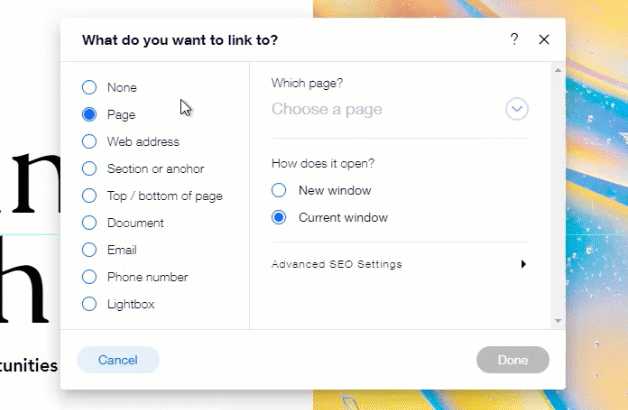 Добавление внешней ссылки через кнопку в Wix