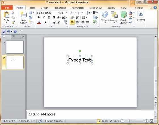 Как добавить текстовое поле в powerpoint