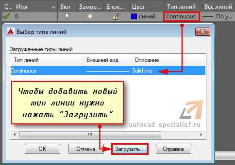 Привязка нового типа линии к слою