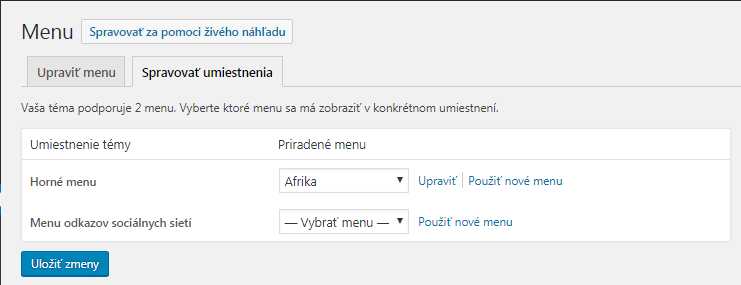 Настройка цвета фона меню с помощью кастомайзера