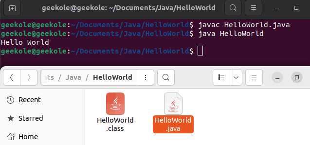 Запуск программы Hello World через терминал