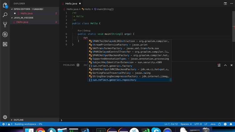 Настройка среды выполнения Java в Visual Studio