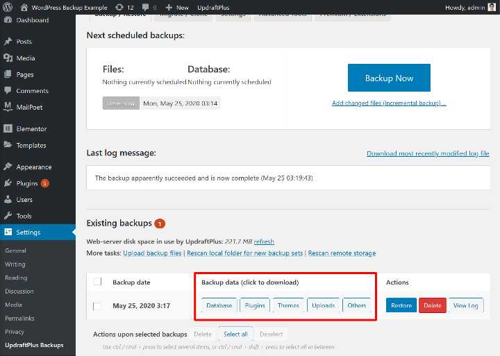Как сделать backup wordpress