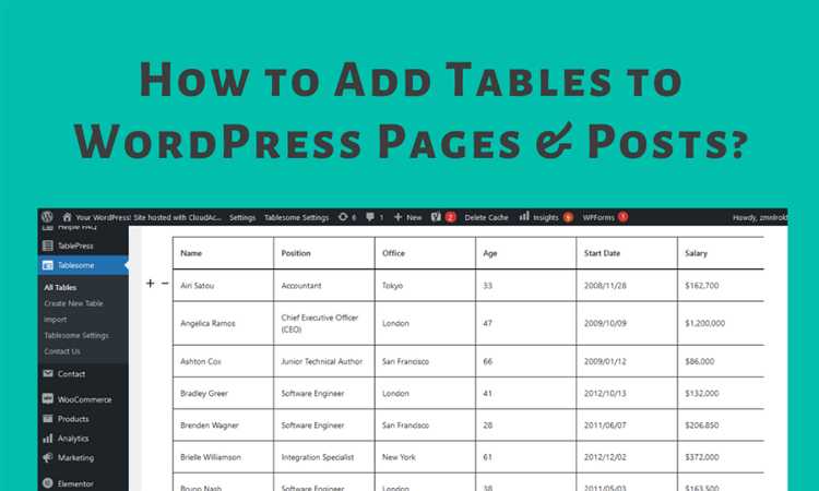 Как сделать таблицу в wordpress