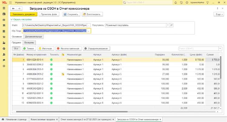 Решение распространенных ошибок при формировании отчета комиссионера в 1С