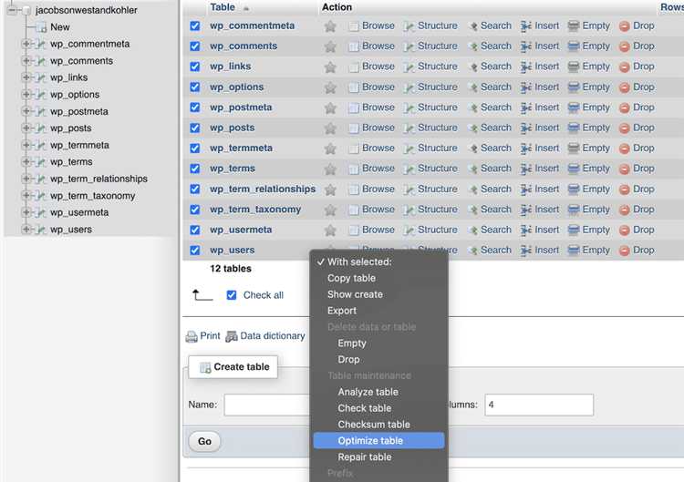Использование phpMyAdmin для экспорта базы данных