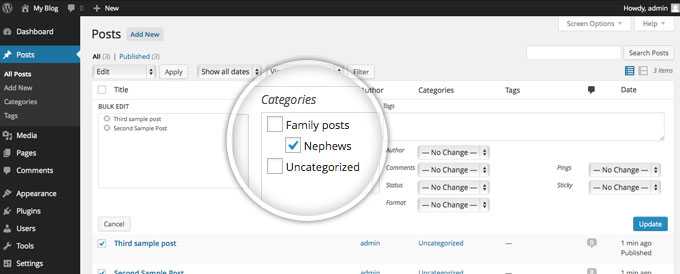 Как создать категории в wordpress